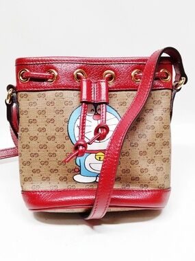 Gucci x Doraemon Bucket Bag Monogram Crossbody Bag